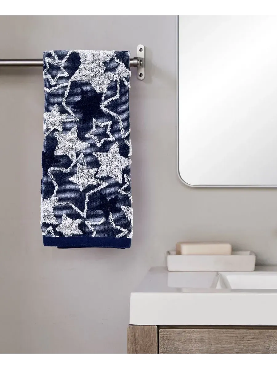 Набор полотенец для рук с жаккардовым узором Seasonal Stars, 2 шт. SKL Home — изображение 3 из 4, темно-синий
