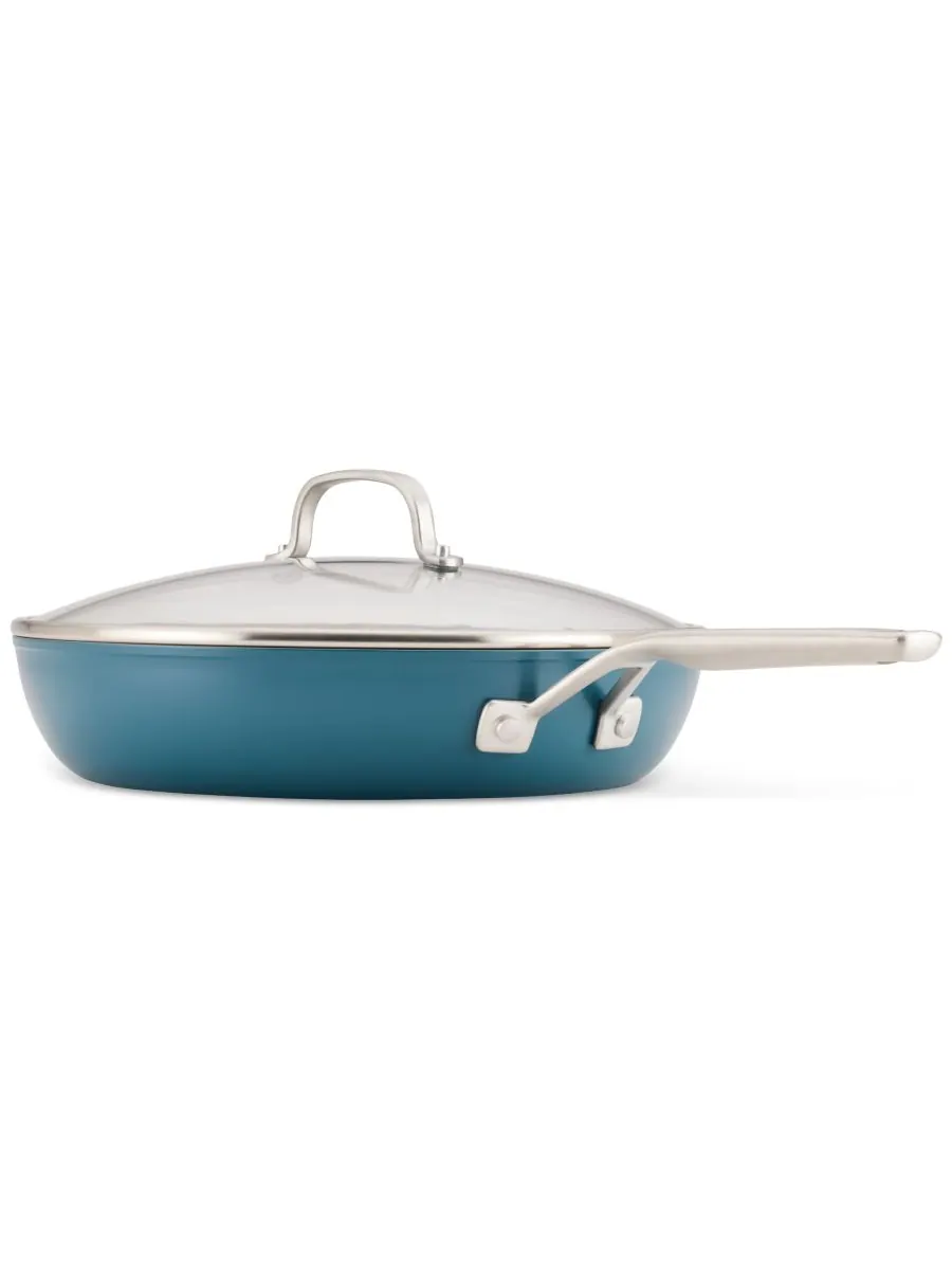 Сковорода с крышкой KitchenAid Hard-Anodized Ceramic Induction, 31 см, Синяя агава — изображение 2 из 8, синий