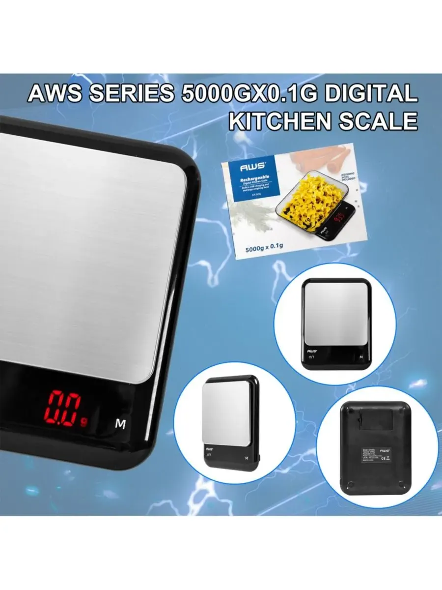 Цифровые кухонные весы KF-5KG, 5 л / 5 л American Weigh Scales — изображение 3 из 3, черный