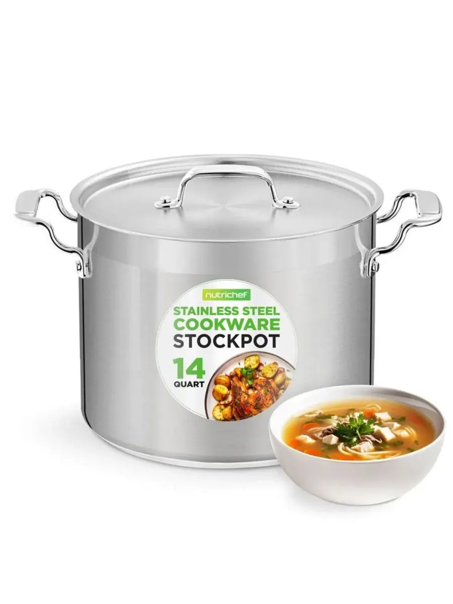 Кастрюля для супа 13 л из нержавеющей стали, с крышкой NutriChef