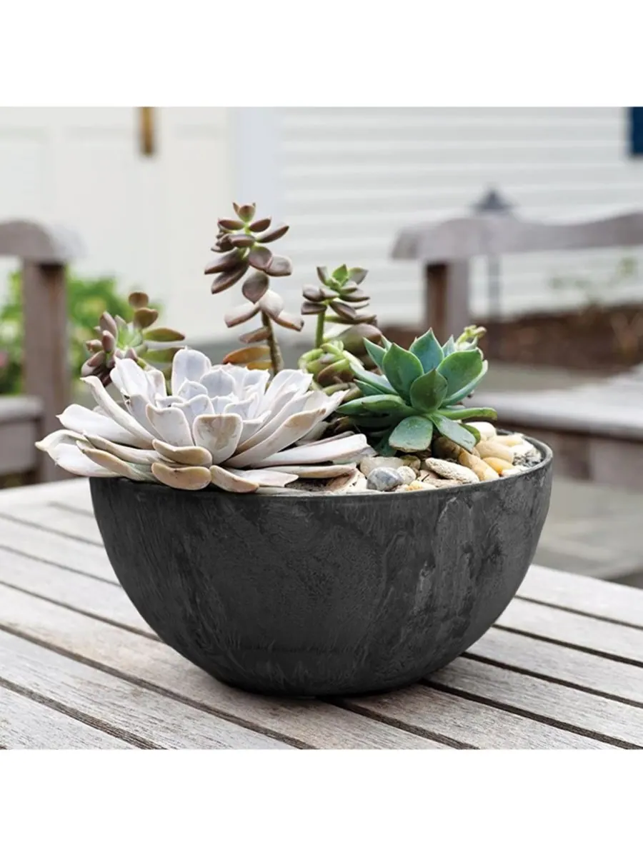 Кашпо Napa Bowl Planter, черное, 10 дюймов Novelty — изображение 2 из 3, черный