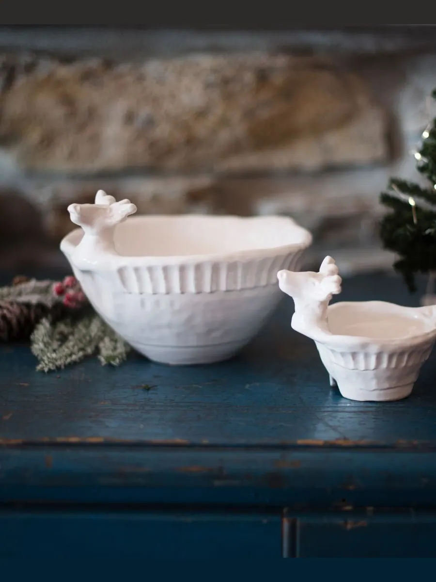 Глубокая чаша с фигурным изображением оленя от Pietra Natale VIETRI — изображение 2 из 3, белый
