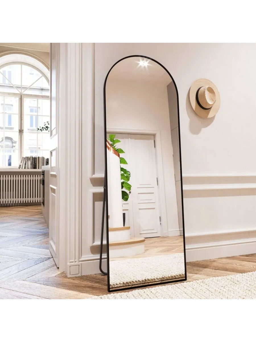 HOMLUX Арочное зеркало в полный рост 21"x64" в черной алюминиевой раме, напольное, прислоненное — черный