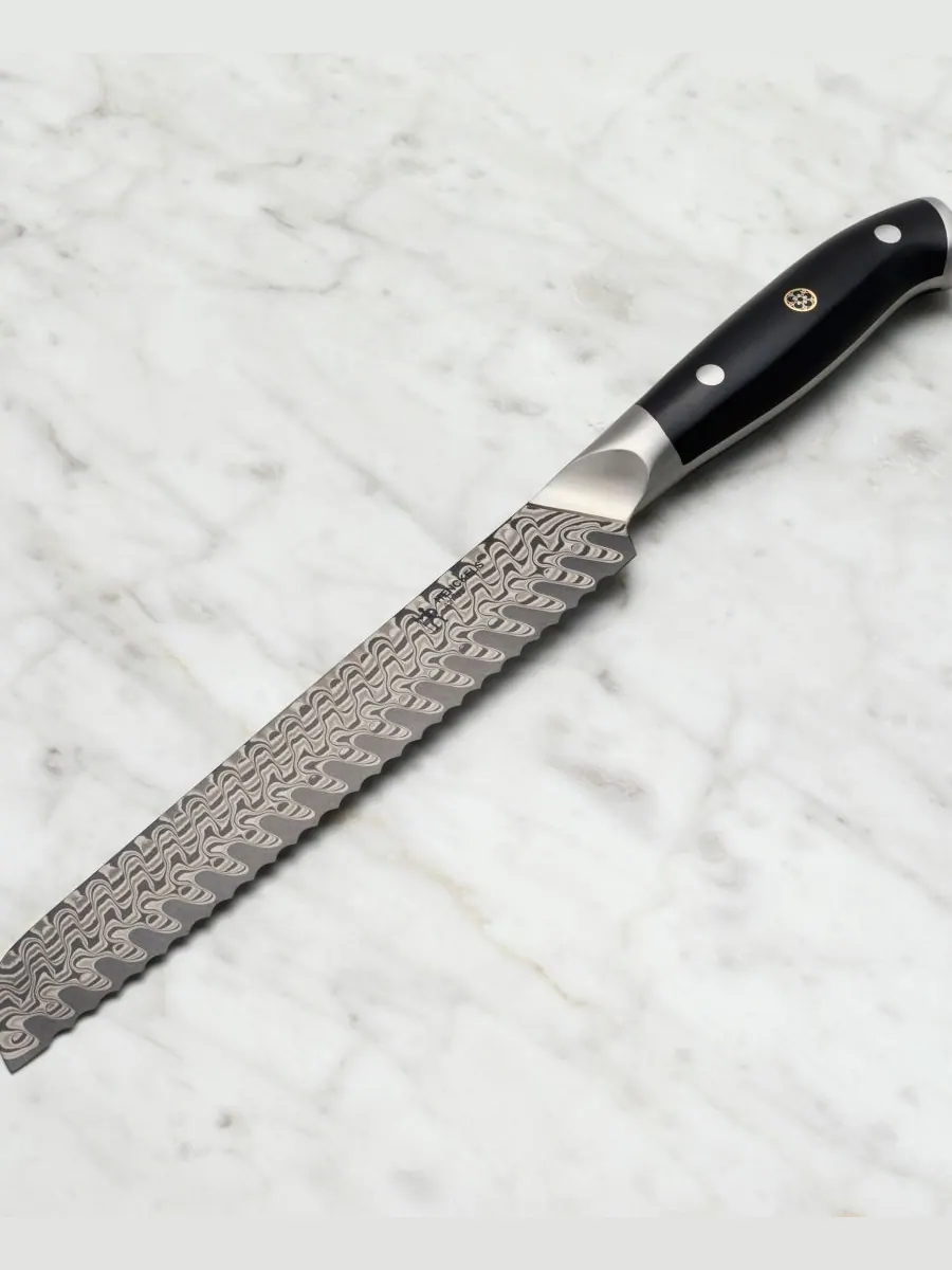 Хлебный нож Compass Damascus 8 дюймов Henckels — изображение 2 из 5, черный серебристый