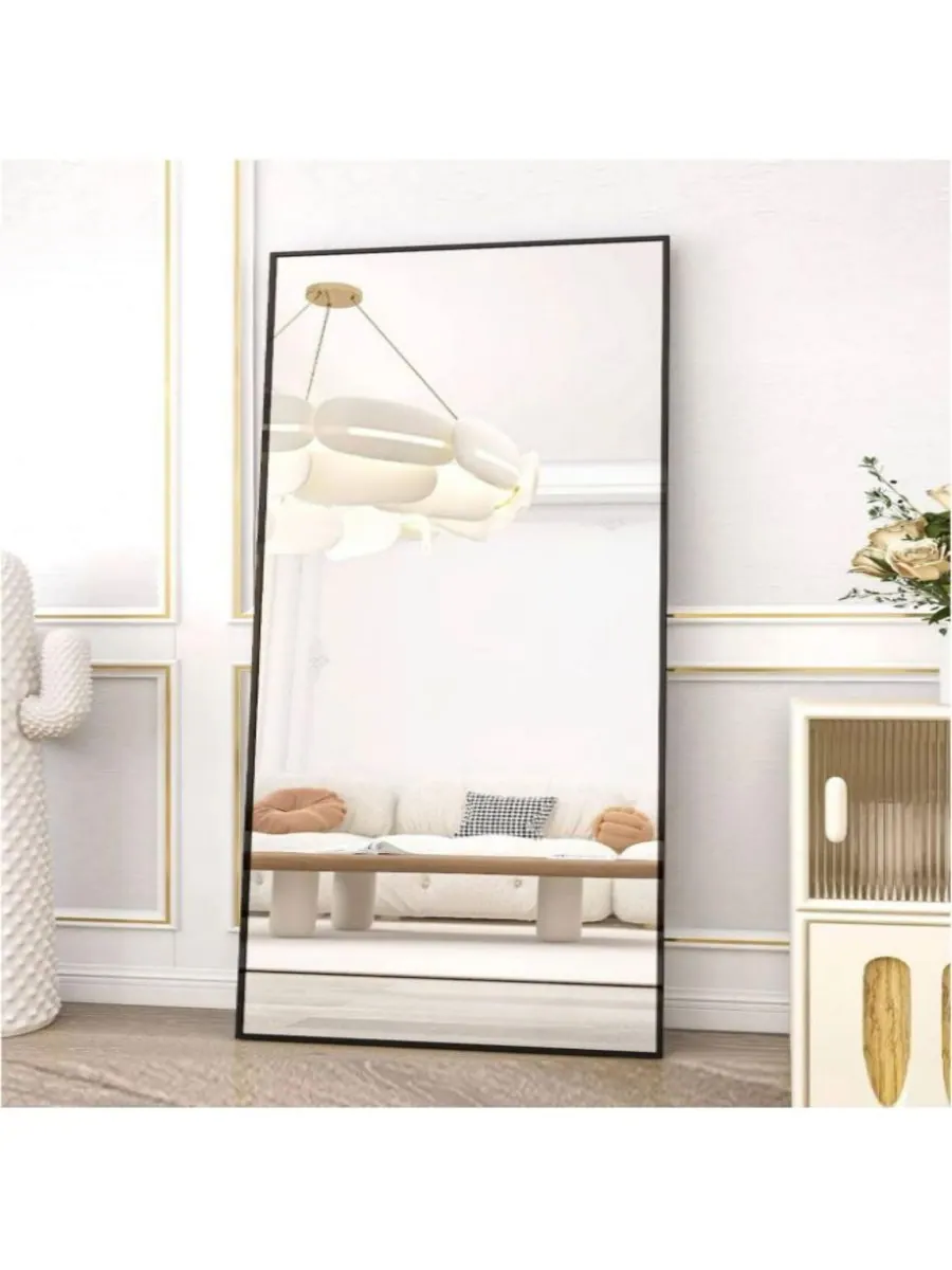 HOMLUX Прямоугольное зеркало на подставке, 18"x58", черное — изображение 3 из 6, черный