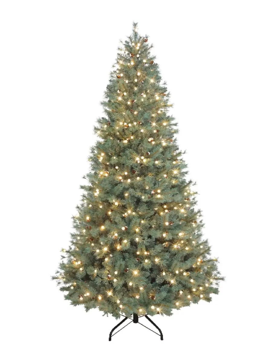 Искусственная рождественская елка Puleo Hampton Spruce высотой 7,5 футов (2,2 м) с подсветкой Puleo — зеленый