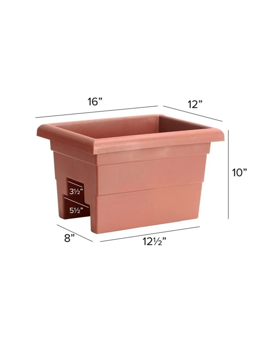 Квадратный цветочный горшок Countryside Rail Planter Square 26165, терракотовый, 16 дюймов Novelty — изображение 2 из 3