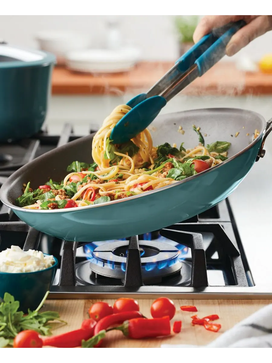 Сковорода Cook + Create из алюминия с антипригарным покрытием, 12,5 дюймов Rachael Ray — изображение 3 из 10, синий