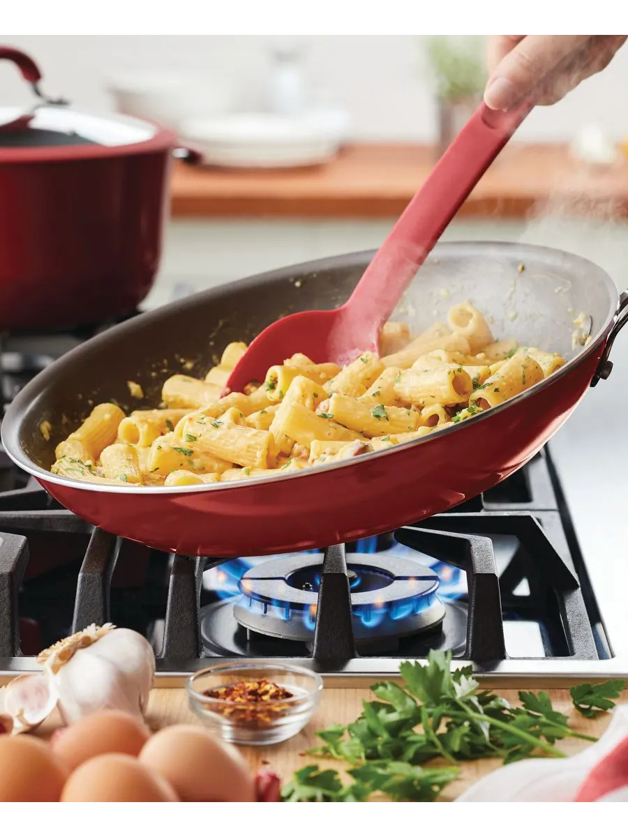 Сковорода Cook + Create из алюминия с антипригарным покрытием, 12,5 дюймов Rachael Ray — изображение 4 из 9, красный