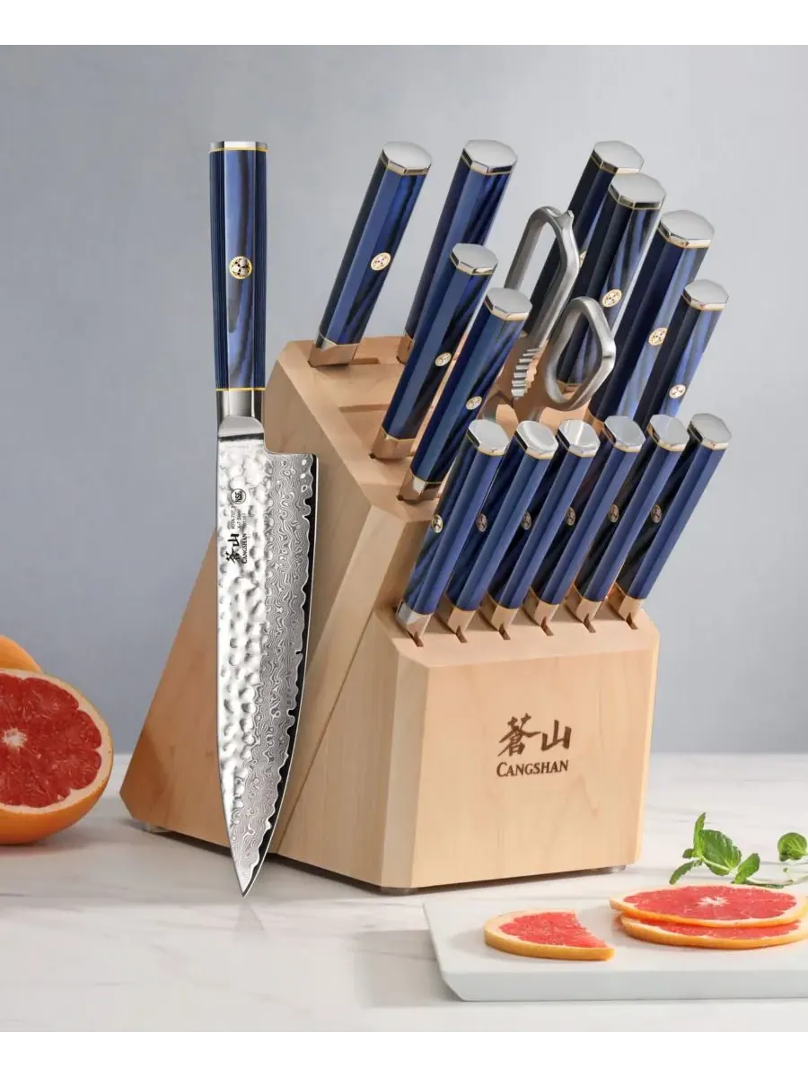 Набор ножей Kita Series Steel из 17 предметов с подставкой Cangshan — изображение 3 из 3, синий