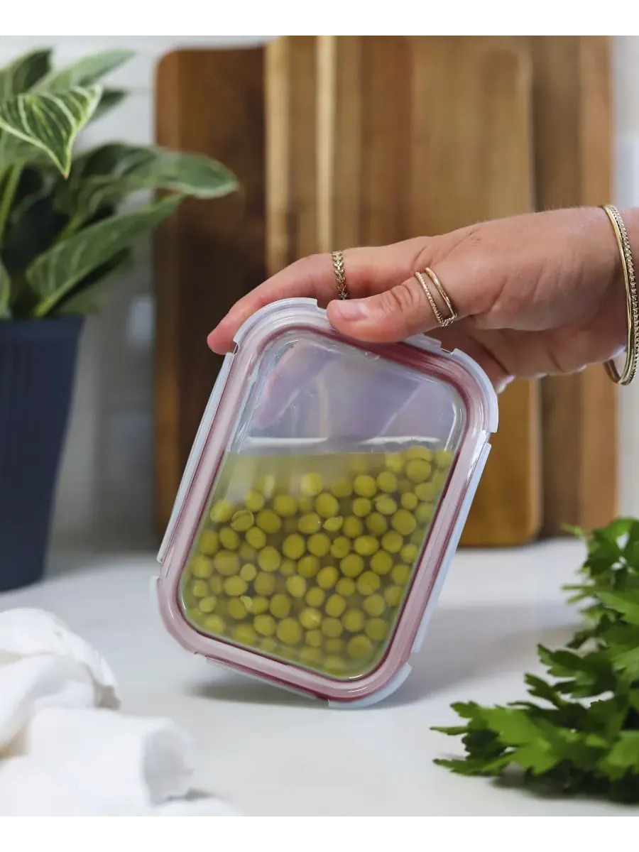 Набор из 16 предметов из рифленого стекла для хранения Sedona Kitchen — изображение 2 из 8, красный