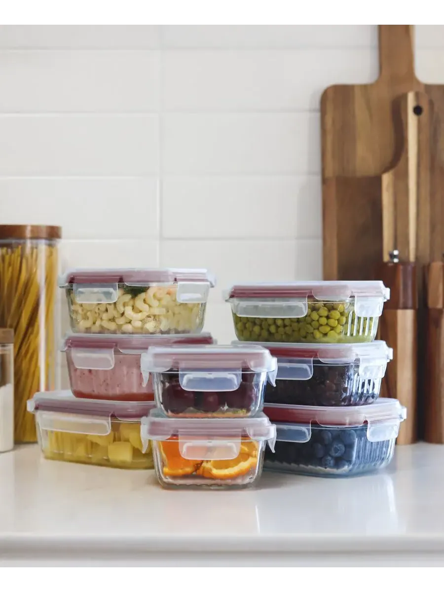 Набор из 16 предметов из рифленого стекла для хранения Sedona Kitchen — изображение 8 из 8, красный