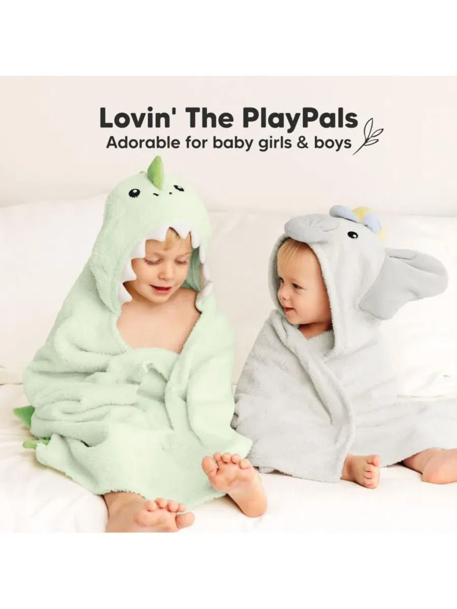 Детские полотенца PlayPals с капюшоном для девочек и мальчиков, 100% мягкий хлопок, банные — изображение 8 из 9