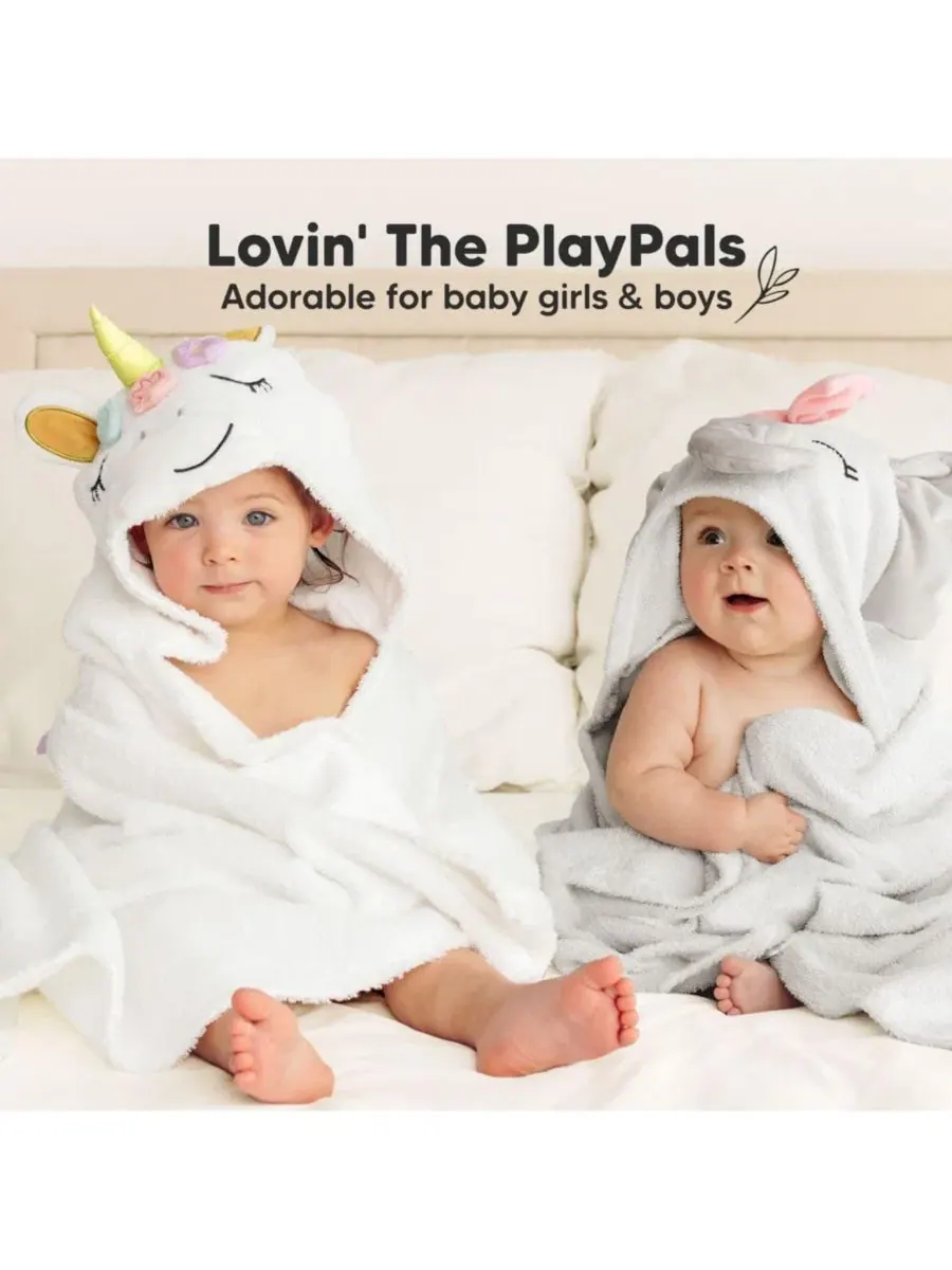 Детские полотенца PlayPals с капюшоном для девочек и мальчиков, 100% мягкий хлопок, банные — изображение 8 из 9