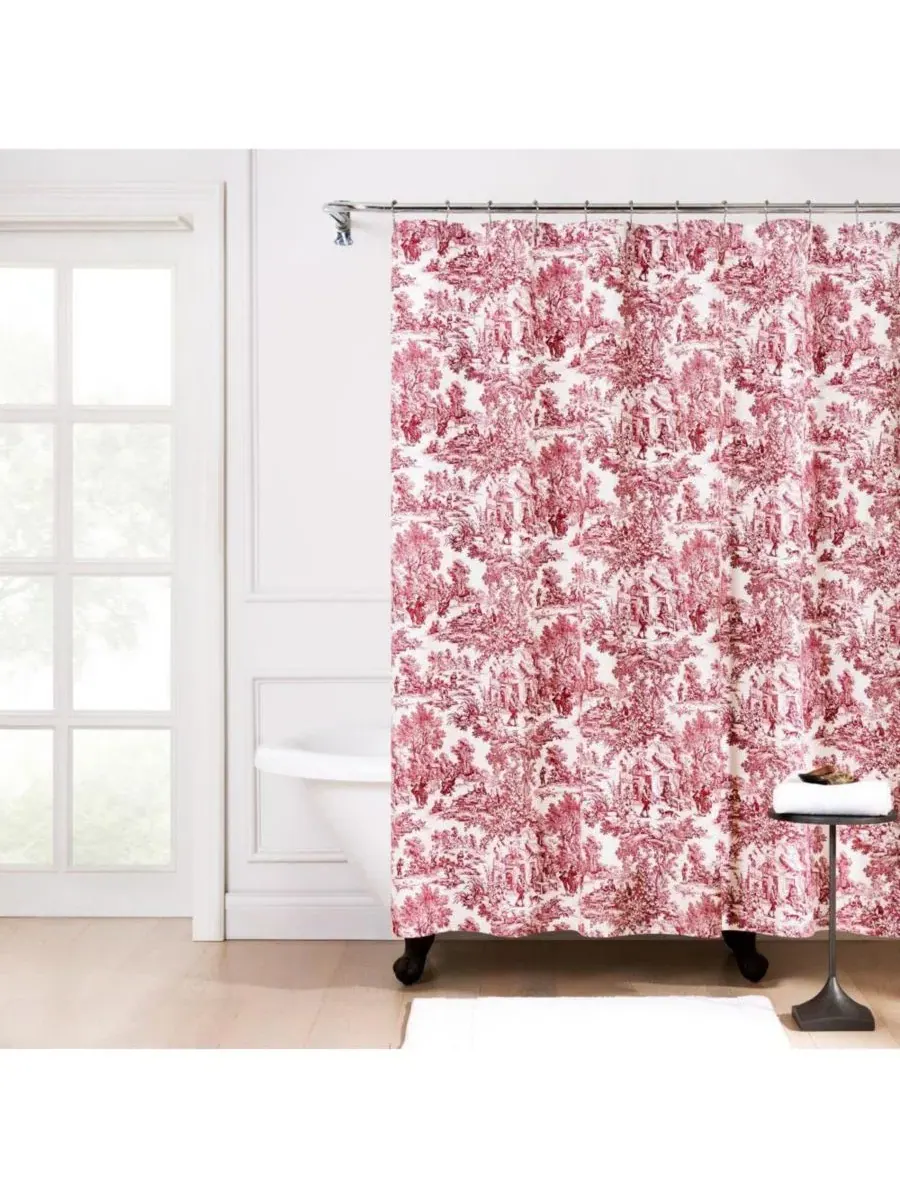 Шторка для ванной с принтом Victoria Park Toile Ellis Curtain — красный