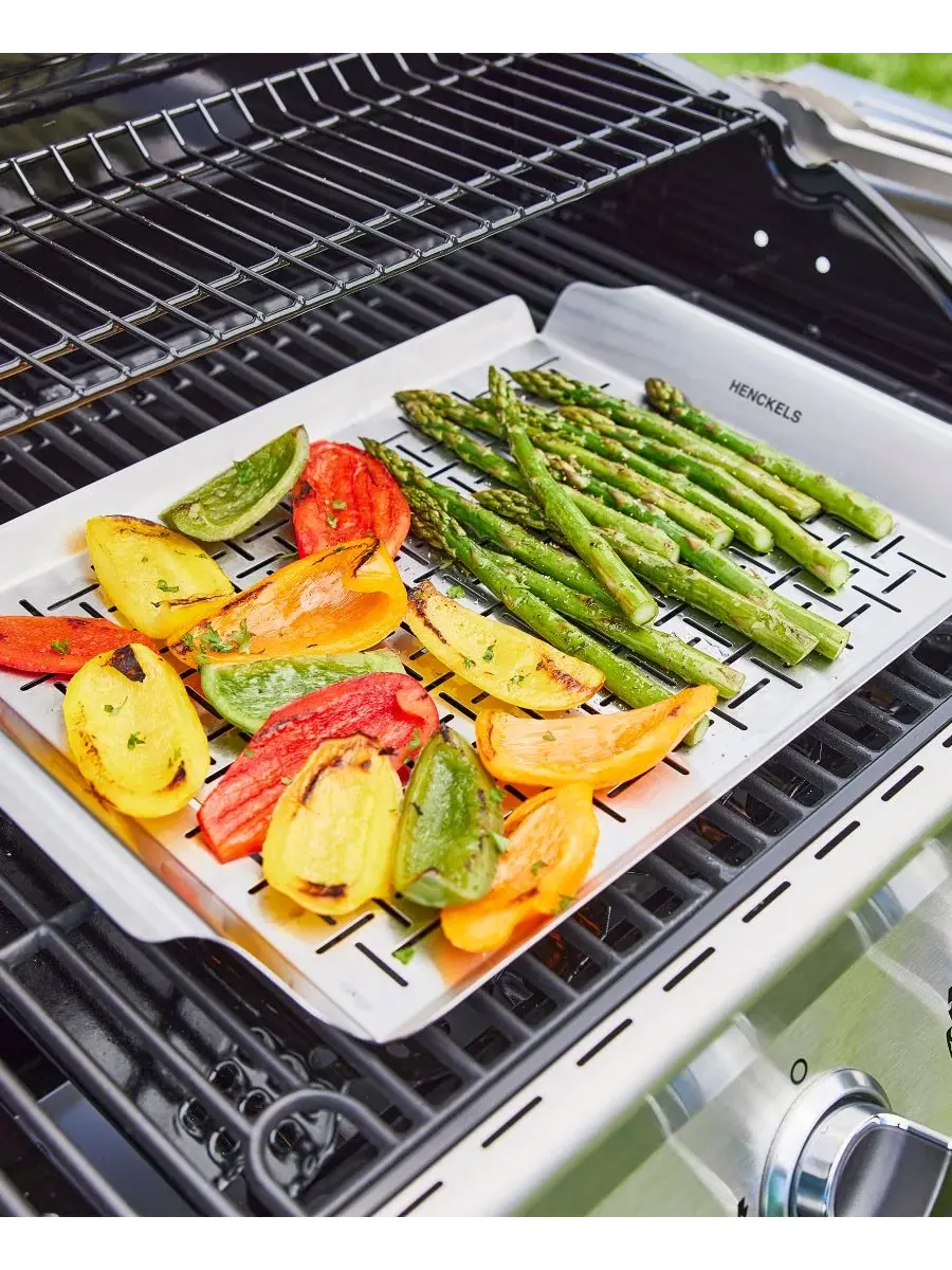 Набор для гриля Henckels BBQ Grill Topper and Basket Set, 2 предмета — изображение 2 из 7, серебристый