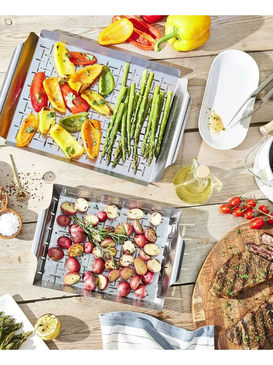 Набор для гриля Henckels BBQ Grill Topper and Basket Set, 2 предмета — изображение 4 из 7, серебристый