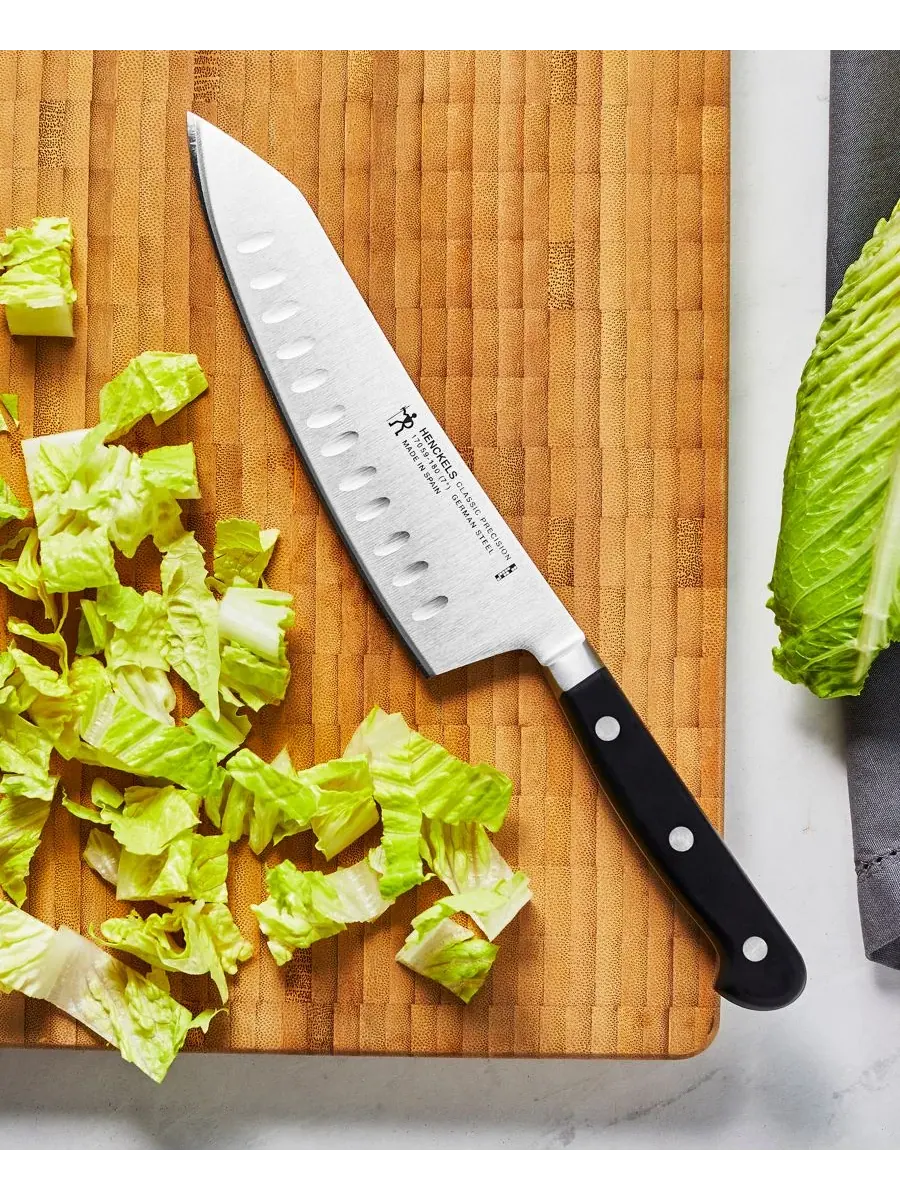 Классический прецизионный 18 см качающийся нож Santoku J.A. Henckels — изображение 3 из 3, черный серебристый