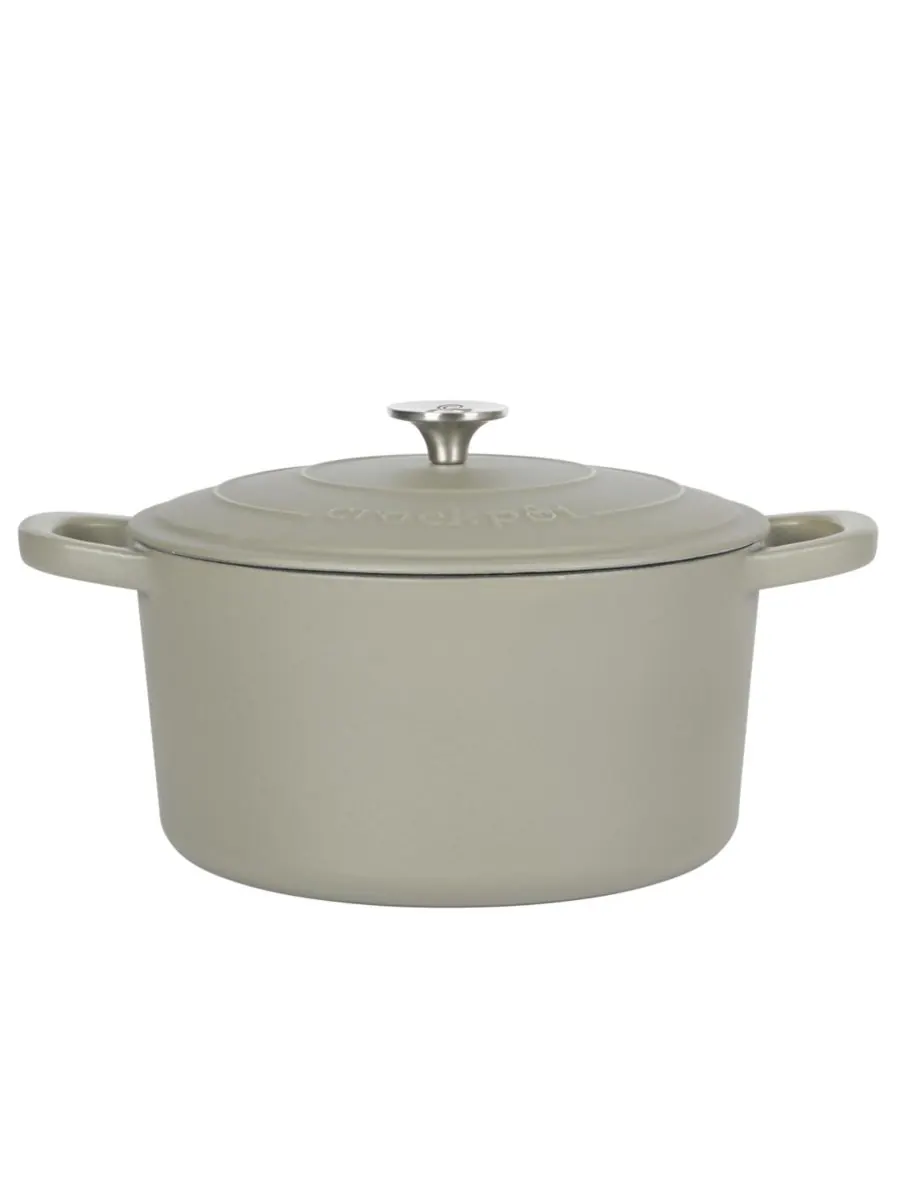 Круглая чугунная кастрюля Crock Pot Artisan объемом 7 кварт (7 литров) - матовый пыльно-розовый — изображение 1 из 10