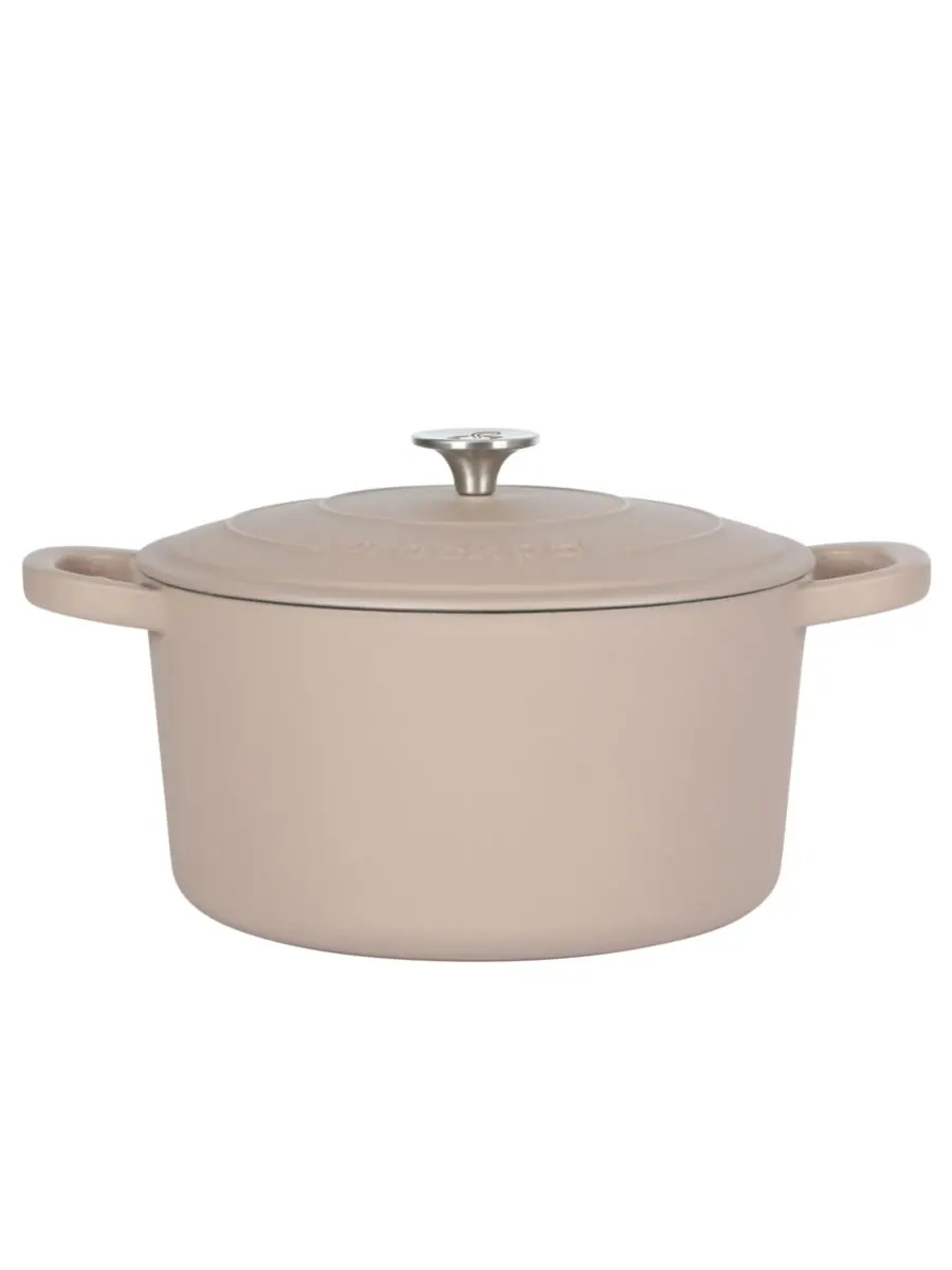 Crock-Pot Круглая чугунная кастрюля Crock Pot Artisan объемом 7 кварт (7 литров) - матовый — розовый