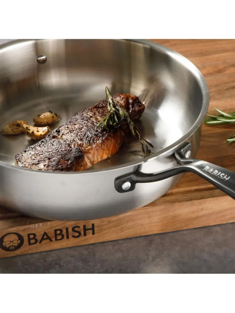 Набор посуды из трехслойной нержавеющей стали, 10 предметов Babish — изображение 9 из 10, серебряный