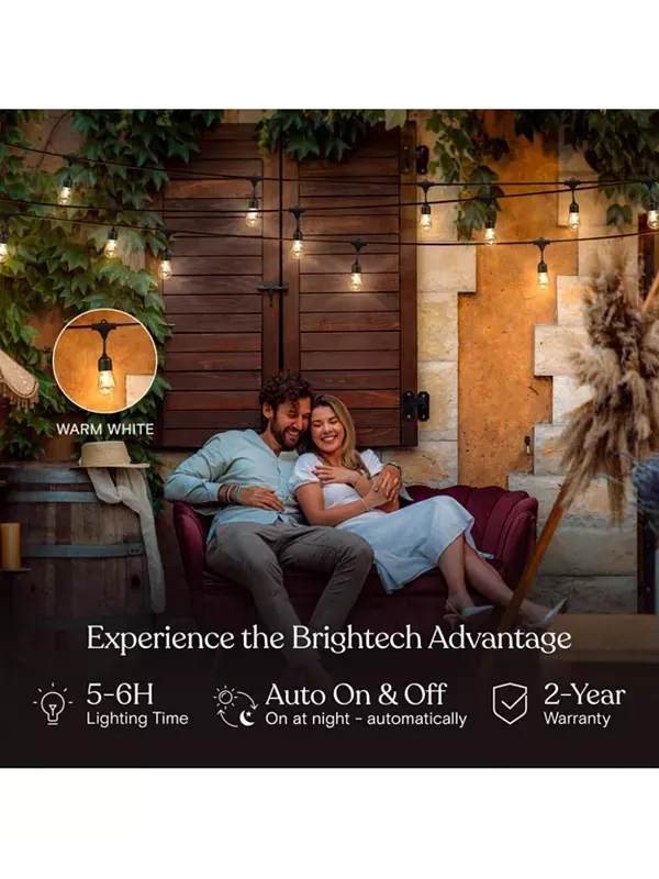 Уличные светодиодные гирлянды Ambience pro длиной 48 футов на солнечных батареях с теплым белым — изображение 4 из 4, черный