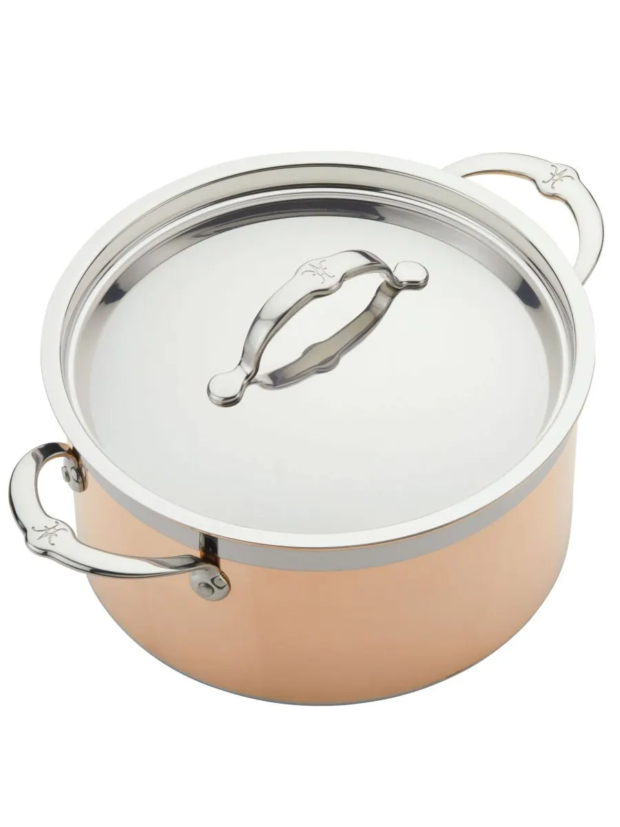 Hestan Медная индукционная кастрюля CopperBond объемом 6 кварт с крышкой — изображение 2 из 6, медь