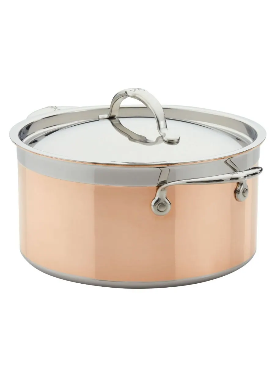 Hestan Медная индукционная кастрюля CopperBond объемом 6 кварт с крышкой — изображение 3 из 6, медь