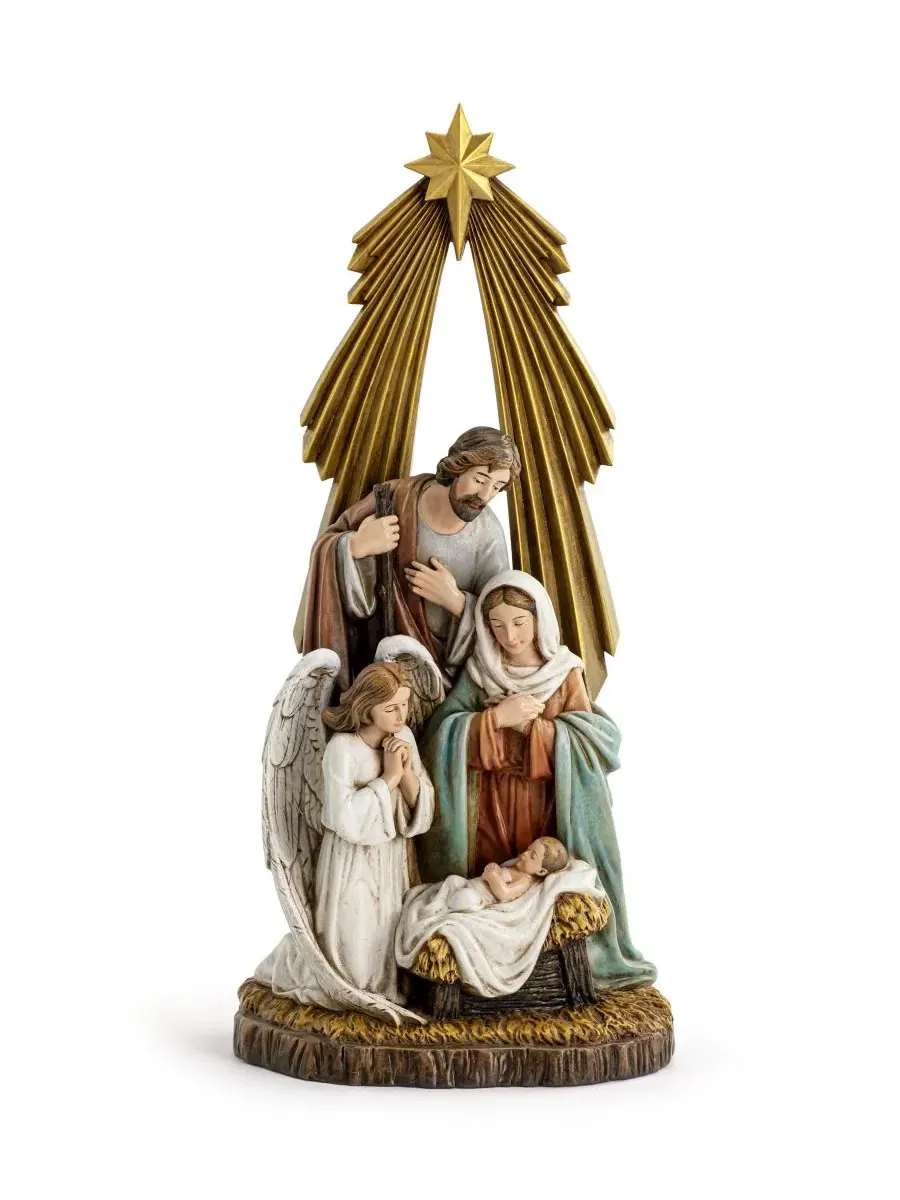 Статуэтка декоративная 30 см с ручной росписью Holy Family with Guardian Angel Napco — серебристый