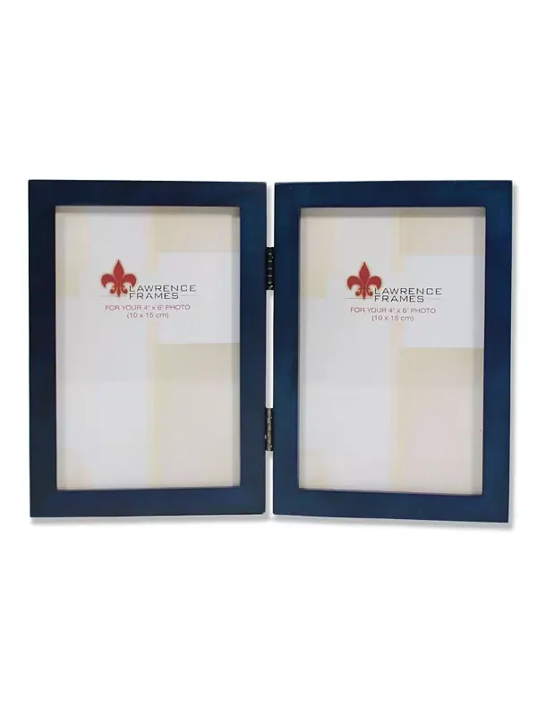 Двойная фоторамка из синего дерева на петлях - коллекция галереи - 4" x 6" Lawrence Frames