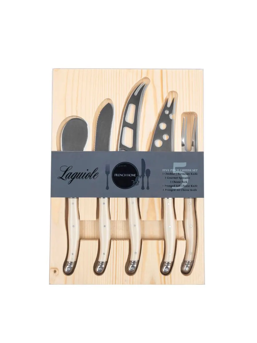Набор из 5 ножей для сыра Laguiole Artisan с ручками French Home — изображение 5 из 5, белый