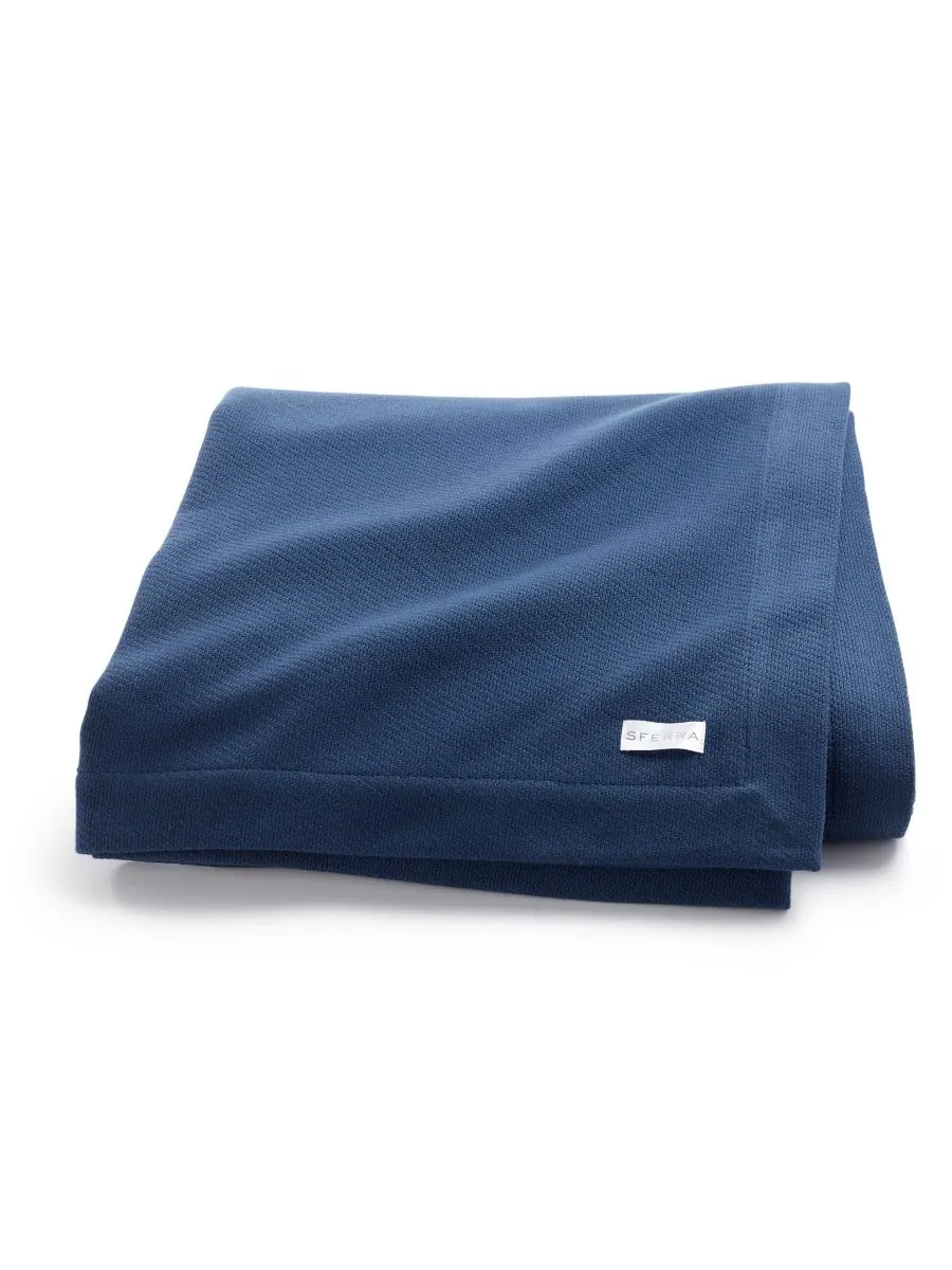 Хлопковое одеяло Allegra Classic Twill, размер Twin SFERRA — изображение 2 из 3, темно-синий