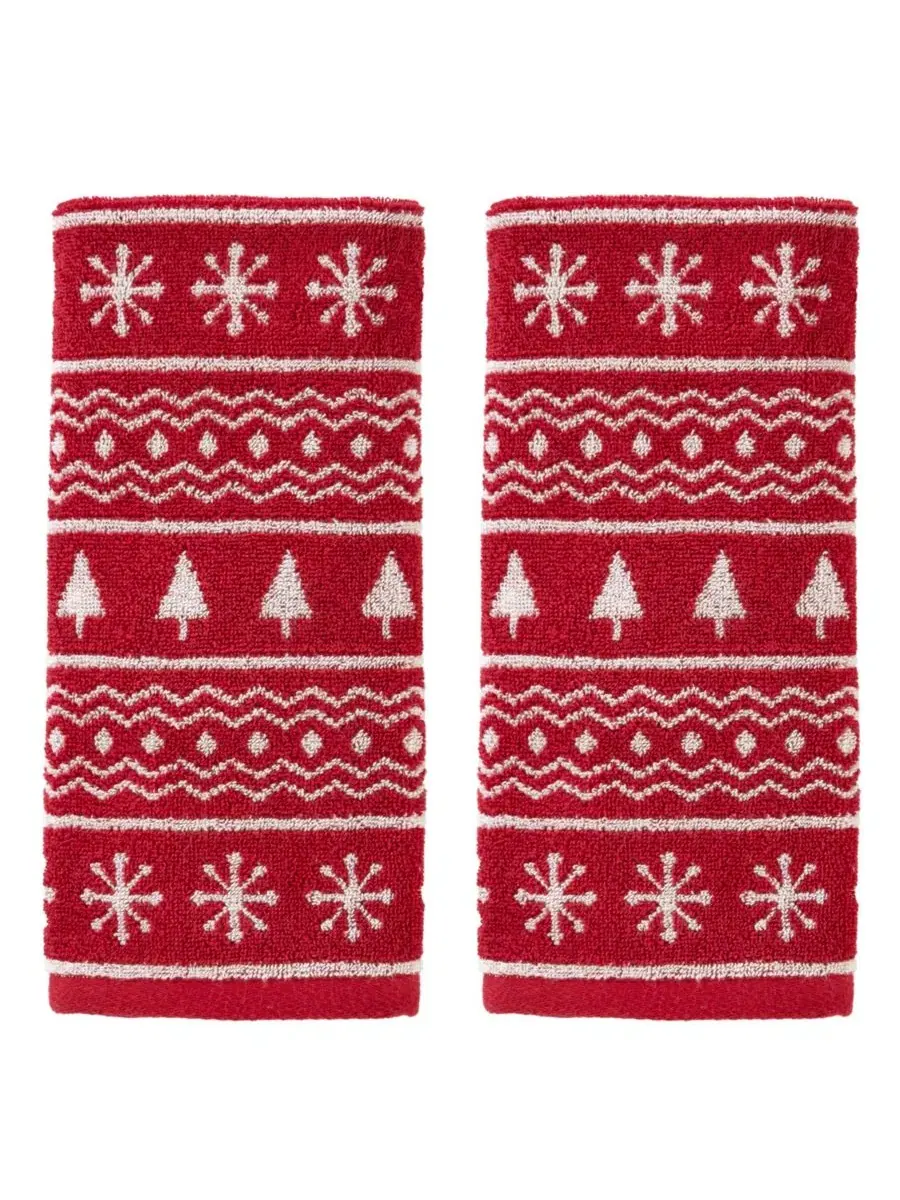 Набор из 2 полотенец для рук жаккардовых с рождественским принтом Fair Isle Jacquard SKL Home
