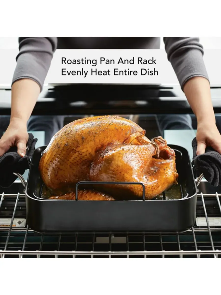 Форма для запекания с решеткой KitchenAid Hard-Anodized Roaster with Removable Nonstick Rack, 33х40 — изображение 3 из 10