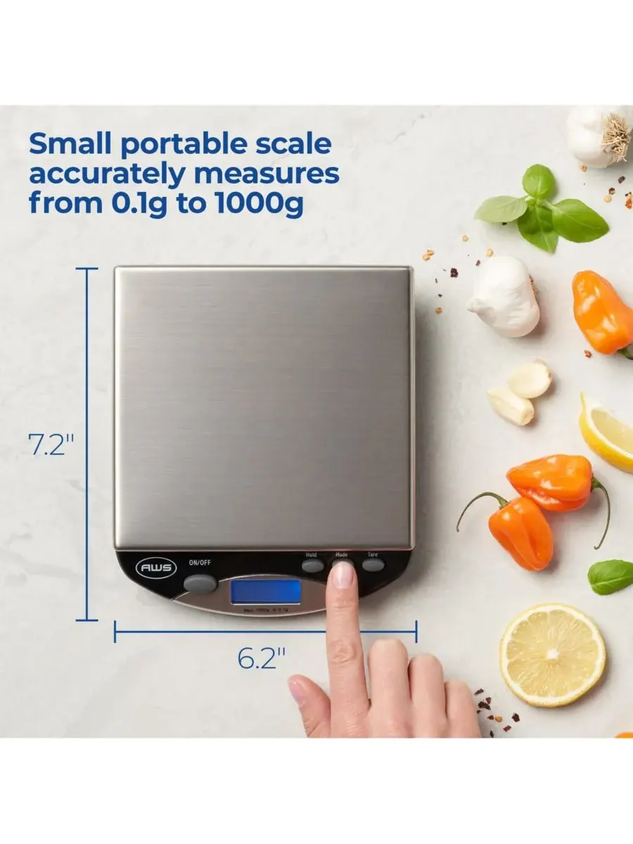 Компактные цифровые настольные весы AMW-1000, 1 л x 0,1 г American Weigh Scales — изображение 3 из 5, черный
