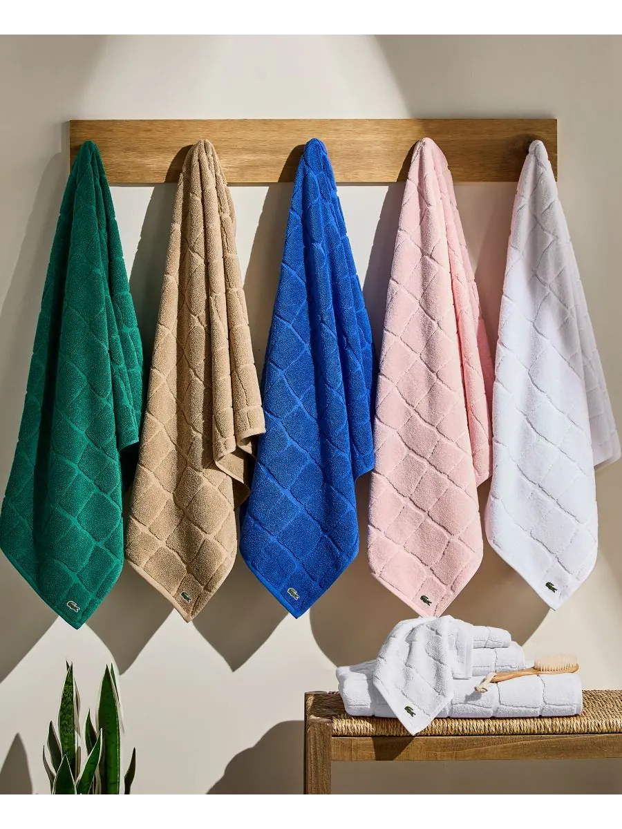 Хлопковая мочалка heritage croc scale, 13 x 13 дюймов. Lacoste Home — изображение 11 из 16, белый