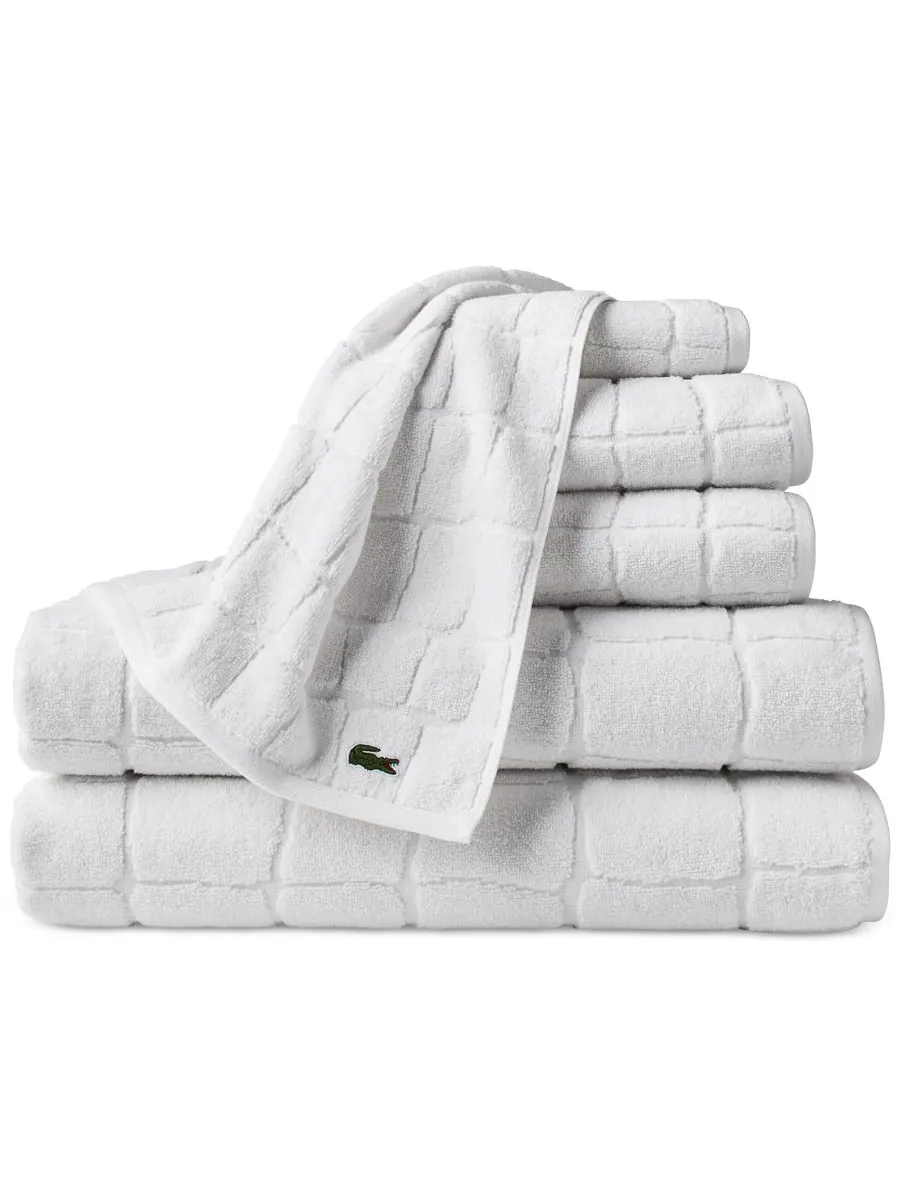 Хлопковая мочалка heritage croc scale, 13 x 13 дюймов. Lacoste Home — изображение 5 из 16, белый