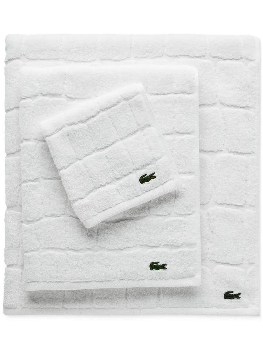 Хлопковая мочалка heritage croc scale, 13 x 13 дюймов. Lacoste Home — изображение 7 из 16, белый
