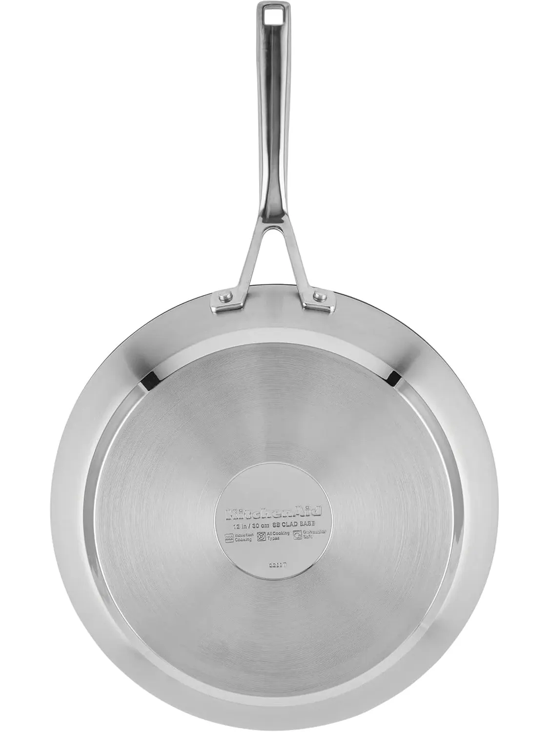 Сковорода KitchenAid Stainless Steel 3-Ply Base Ceramic, 30 см — изображение 3 из 10, серебристый