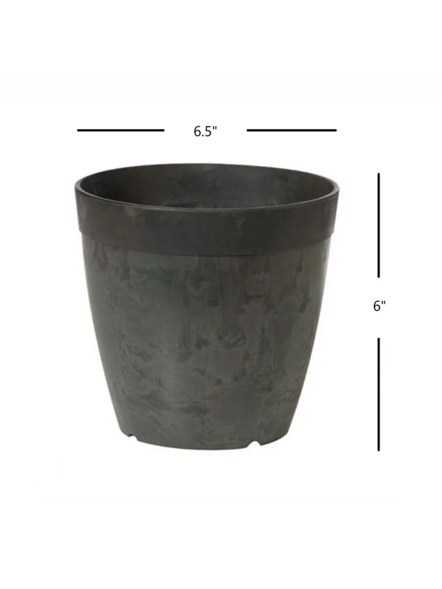 Novelty Круглый цветочный горшок Artstone Dolce, черный, 6 дюймов — изображение 2 из 2