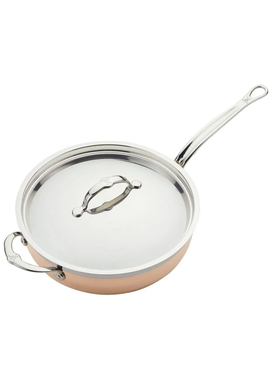 Hestan Медная кастрюля CopperBond объемом 5 кварт с крышкой и вспомогательной ручкой — изображение 2 из 5, медь