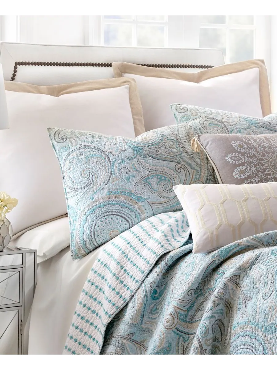 Двустороннее одеяло Spruce Paisley, 3 предмета, размер King Levtex — изображение 2 из 2, бирюзовый