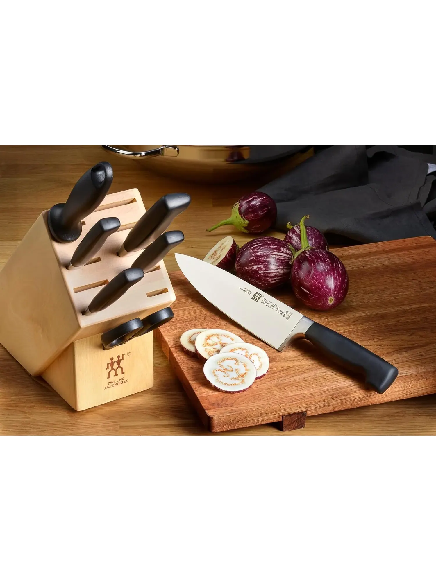 Набор кухонных ножей в блоке ZWILLING Four Star Anniversary, 8 предметов, светло дерево/береза — изображение 5 из 18