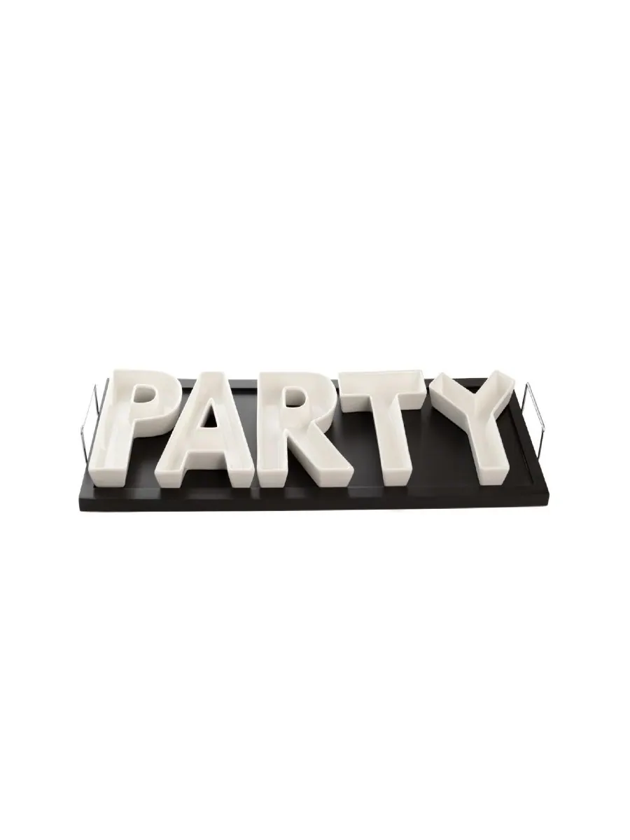 Набор сервировочных блюд Vanilla PARTY с деревянным подносом — белый