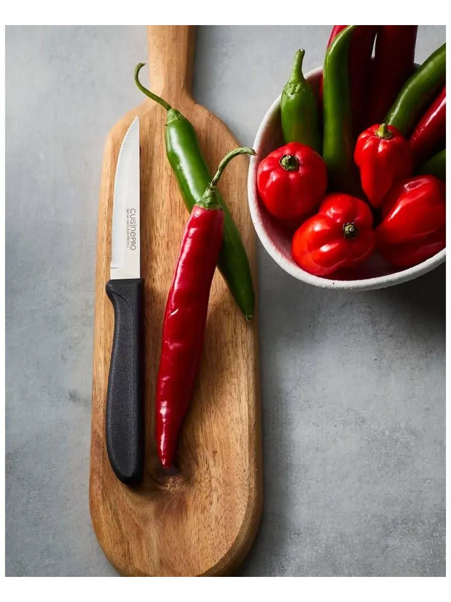 Классический 10 см нож для чистки овощей с зубчатым лезвием Cuisine::Pro — изображение 2 из 4, черный