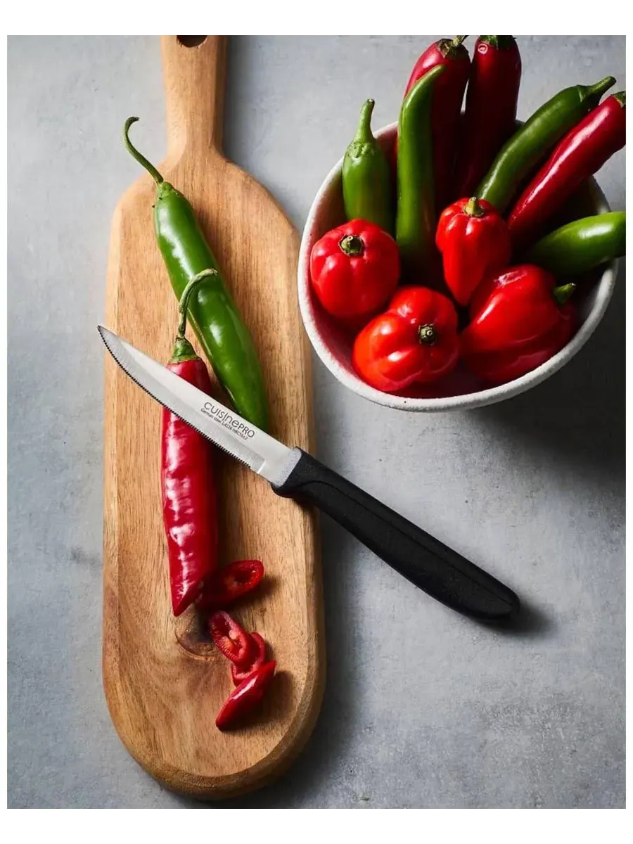 Классический 10 см нож для чистки овощей с зубчатым лезвием Cuisine::Pro — изображение 4 из 4, черный