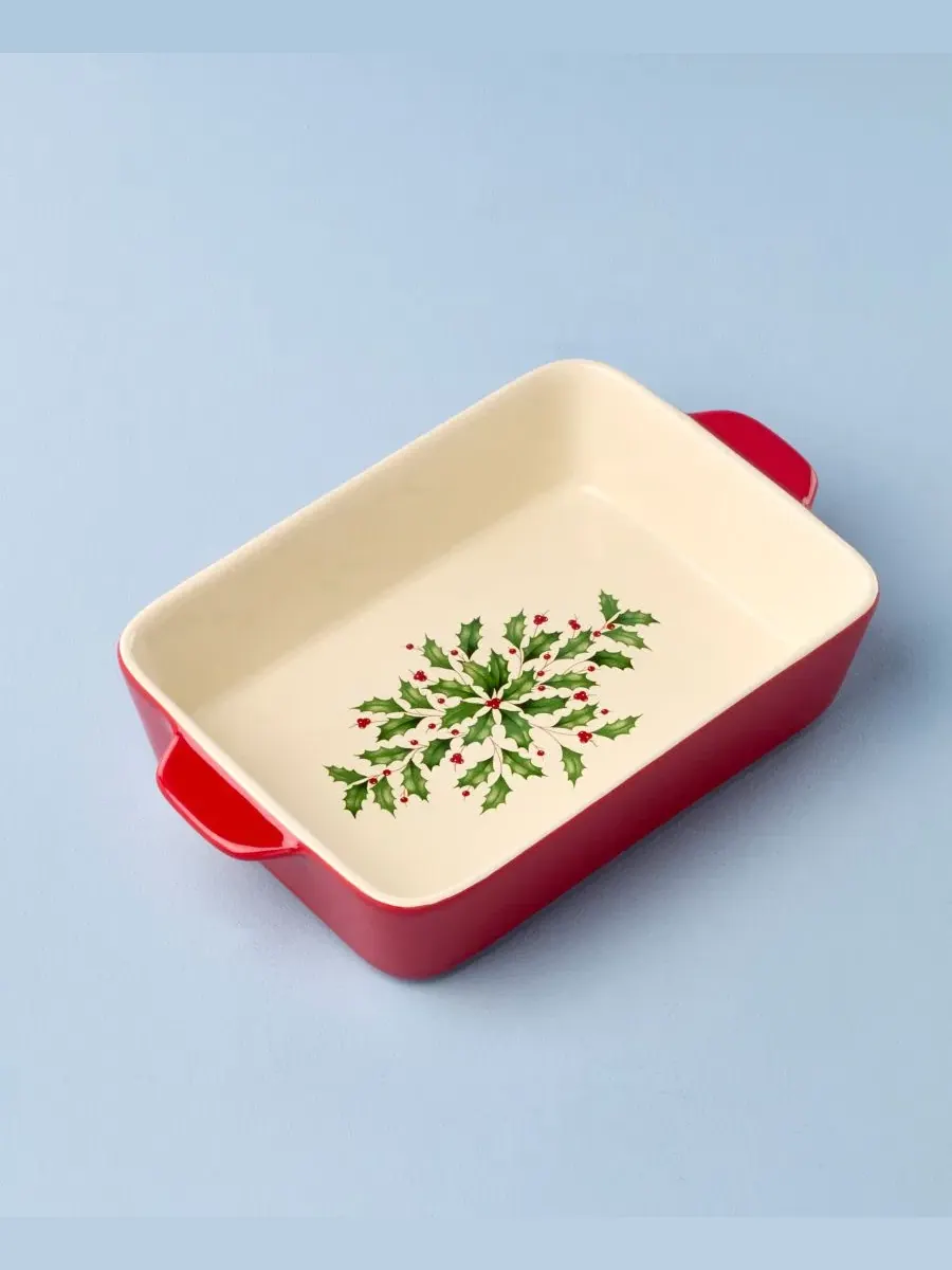 Форма для выпечки Lenox Holiday Rectangular Medium Baking Dish — изображение 2 из 5, красный зеленый