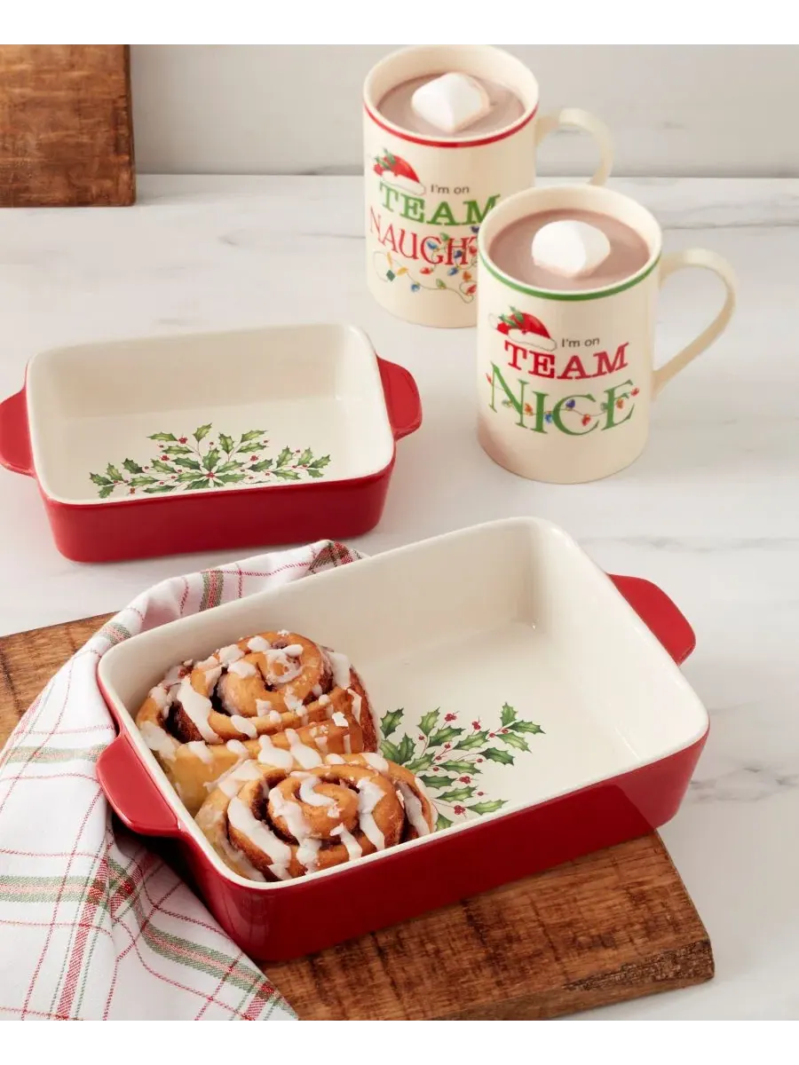 Форма для выпечки Lenox Holiday Rectangular Medium Baking Dish — изображение 4 из 5, красный зеленый