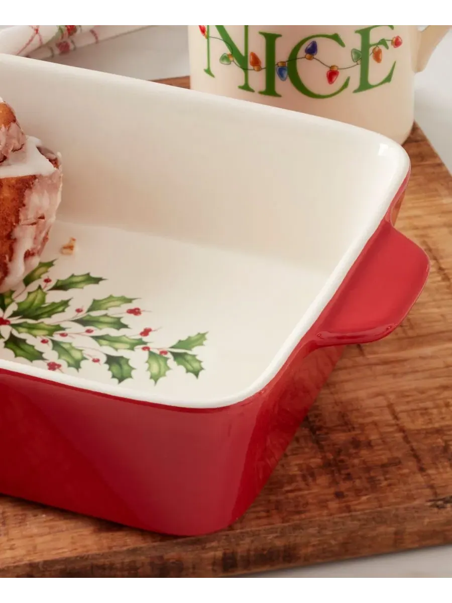 Форма для выпечки Lenox Holiday Rectangular Medium Baking Dish — изображение 5 из 5, красный зеленый