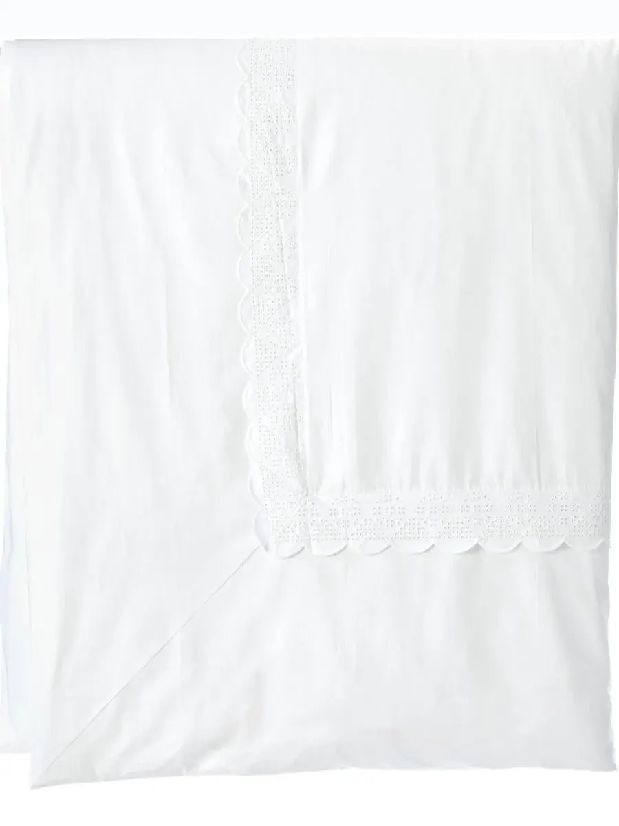 Пододеяльник с мережкой Eyelet Duvet Cover Lands' End — изображение 2 из 4, белый